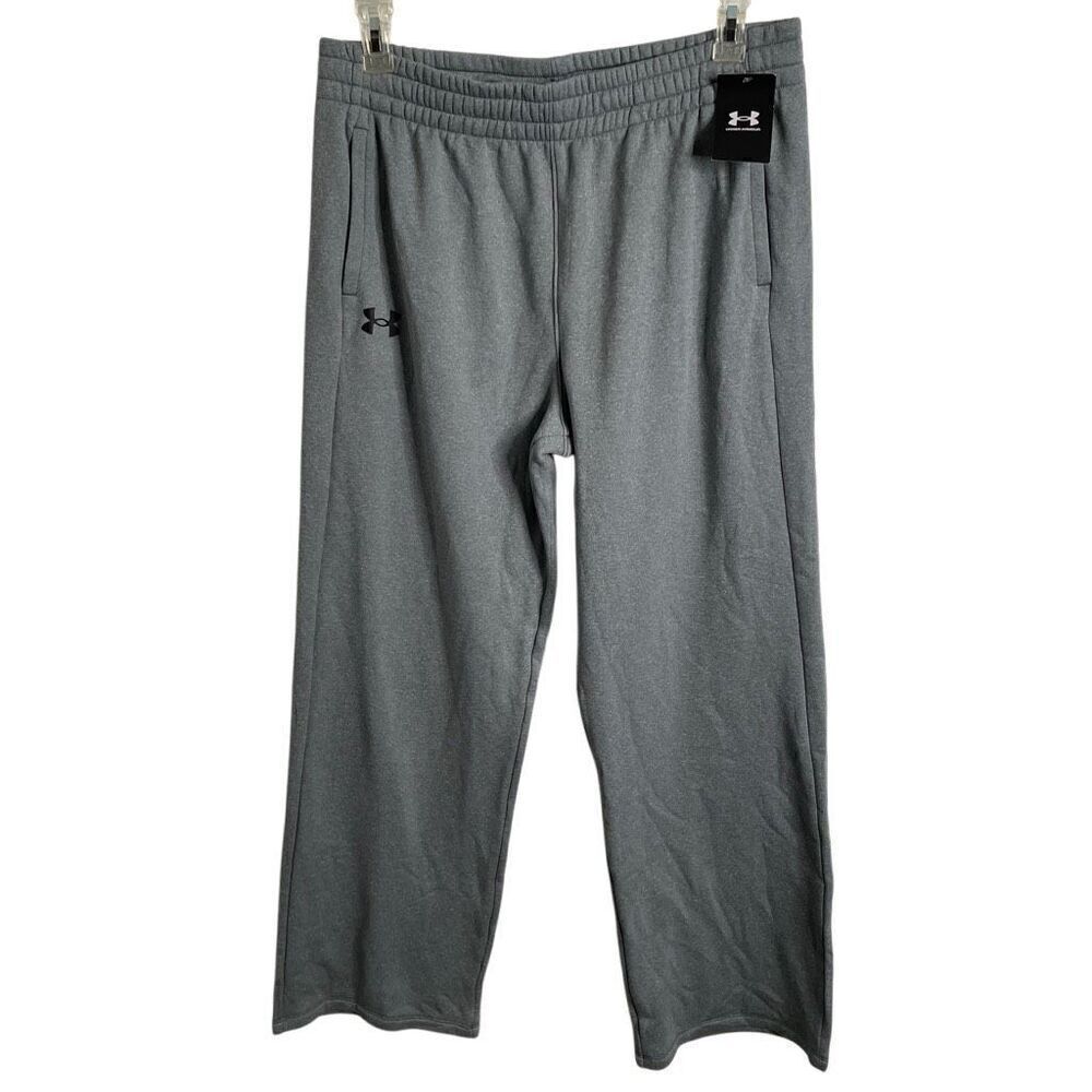 Under Armour Womens Armour Fleece Pants XL Gray Relaxed Fit Wide Leg Adjustable